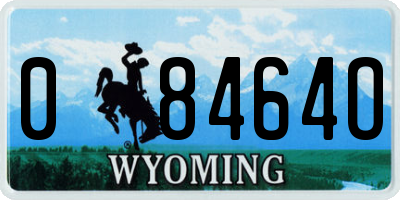 WY license plate 08464O