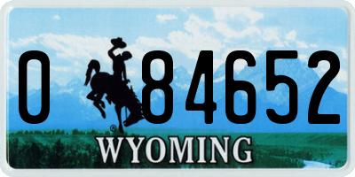 WY license plate 084652