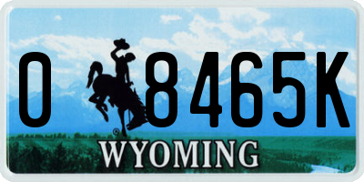 WY license plate 08465K