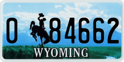 WY license plate 084662
