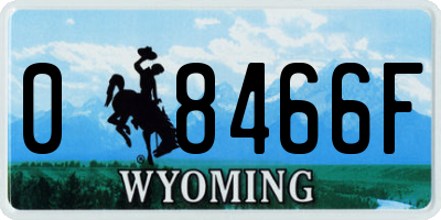 WY license plate 08466F