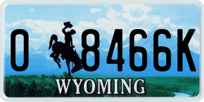 WY license plate 08466K
