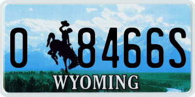 WY license plate 08466S