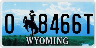 WY license plate 08466T