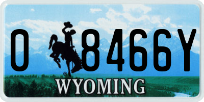 WY license plate 08466Y
