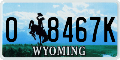 WY license plate 08467K