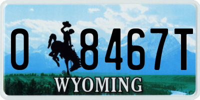 WY license plate 08467T