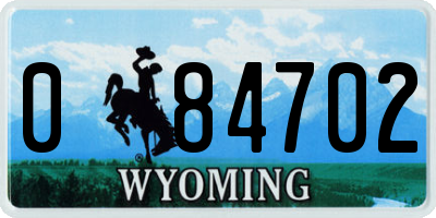 WY license plate 084702