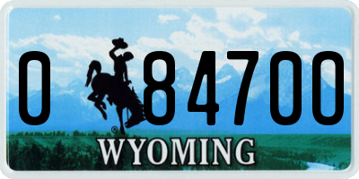 WY license plate 08470O