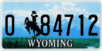 WY license plate 084712