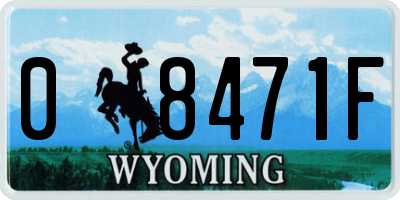 WY license plate 08471F