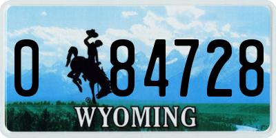 WY license plate 084728