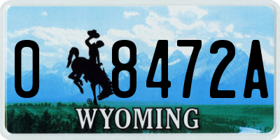 WY license plate 08472A