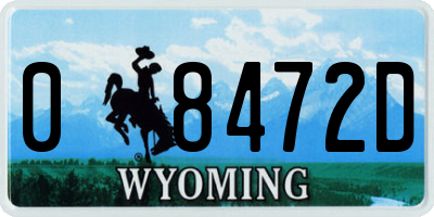 WY license plate 08472D