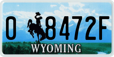 WY license plate 08472F