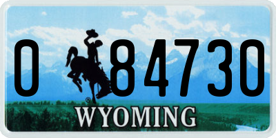 WY license plate 084730