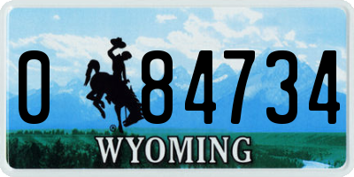 WY license plate 084734
