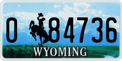 WY license plate 084736
