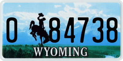 WY license plate 084738