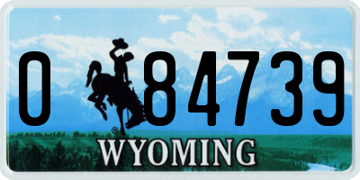 WY license plate 084739