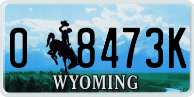 WY license plate 08473K