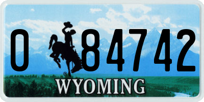 WY license plate 084742