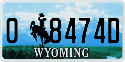 WY license plate 08474D