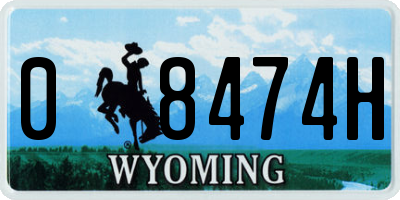 WY license plate 08474H