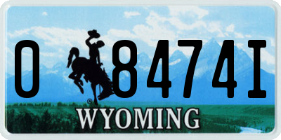 WY license plate 08474I