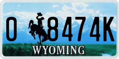 WY license plate 08474K