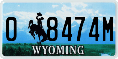 WY license plate 08474M
