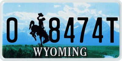 WY license plate 08474T