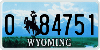 WY license plate 084751