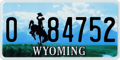 WY license plate 084752