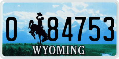 WY license plate 084753