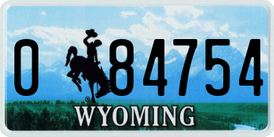 WY license plate 084754