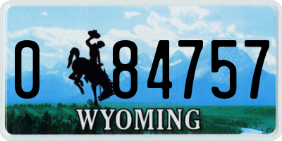 WY license plate 084757