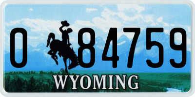WY license plate 084759