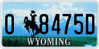 WY license plate 08475D