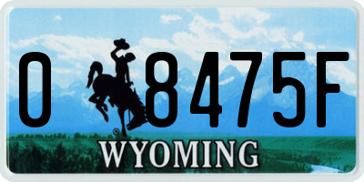 WY license plate 08475F