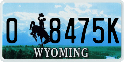 WY license plate 08475K