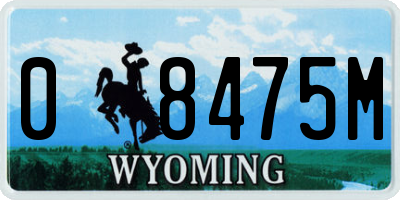 WY license plate 08475M