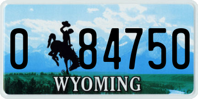WY license plate 08475O