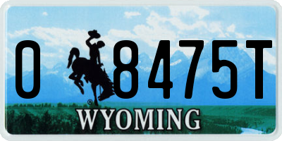 WY license plate 08475T