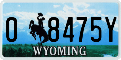 WY license plate 08475Y