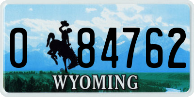 WY license plate 084762