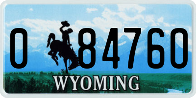 WY license plate 08476O