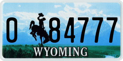 WY license plate 084777