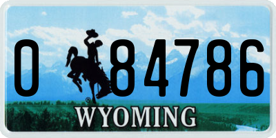 WY license plate 084786