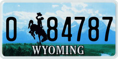 WY license plate 084787